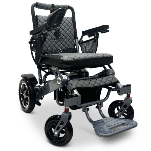 ComfyGo IQ-7000 Remote Control Folding Electric Wheelchair Silver frame with Gray Cushion