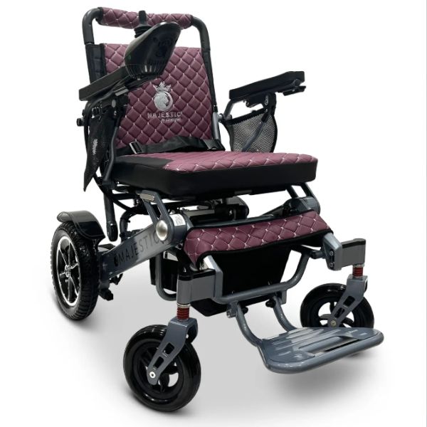 ComfyGo IQ-7000 Remote Control Folding Electric Wheelchair Silver frame with Purple Cushion