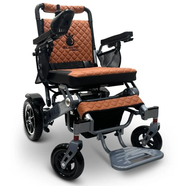 ComfyGo IQ-7000 Remote Control Folding Electric Wheelchair Silver frame with Taba Cushion