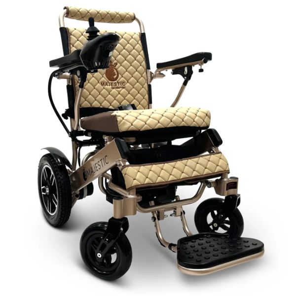 ComfyGo IQ-8000 Remote Controlled Folding Power Wheelchair Bronze Frame with Coffee Cushion