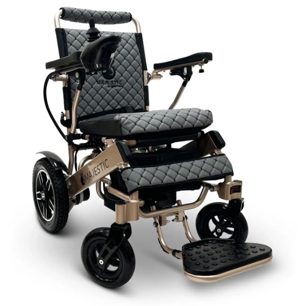 ComfyGo IQ-8000 Remote Controlled Folding Power Wheelchair Bronze Frame with Gray Cushion