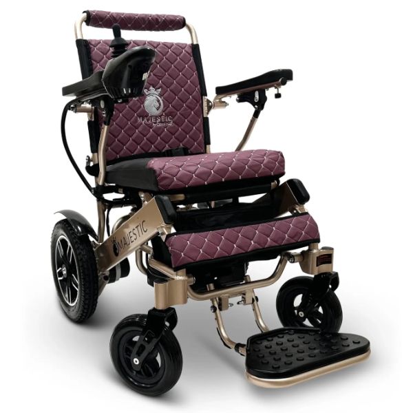 ComfyGo IQ-8000 Remote Controlled Folding Power Wheelchair Bronze Frame with Purple Cushion