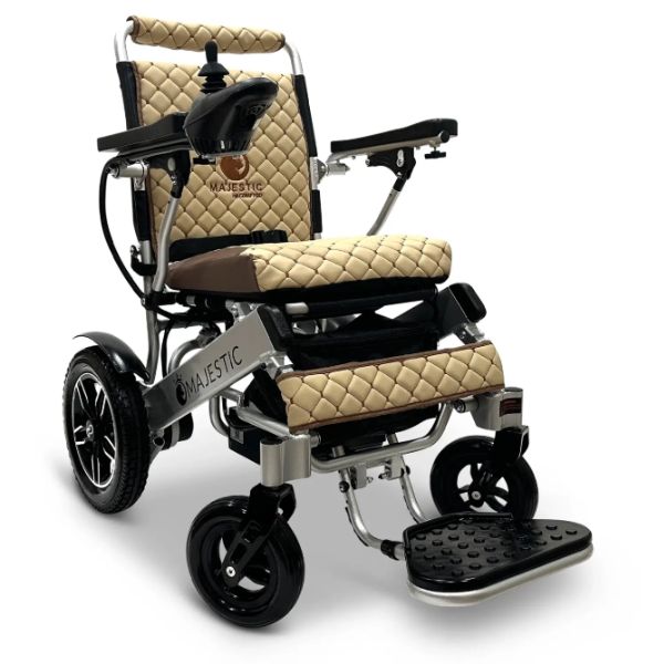 ComfyGo_IQ-8000_Remote_Controlled_Folding_Power_Wheelchair Silver Frame_with Coffee Cushion