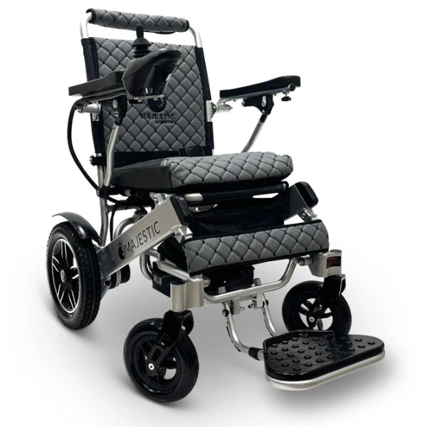 ComfyGo_IQ-8000_Remote_Controlled_Folding_Power_Wheelchair Silver Frame_with Gray Cushion