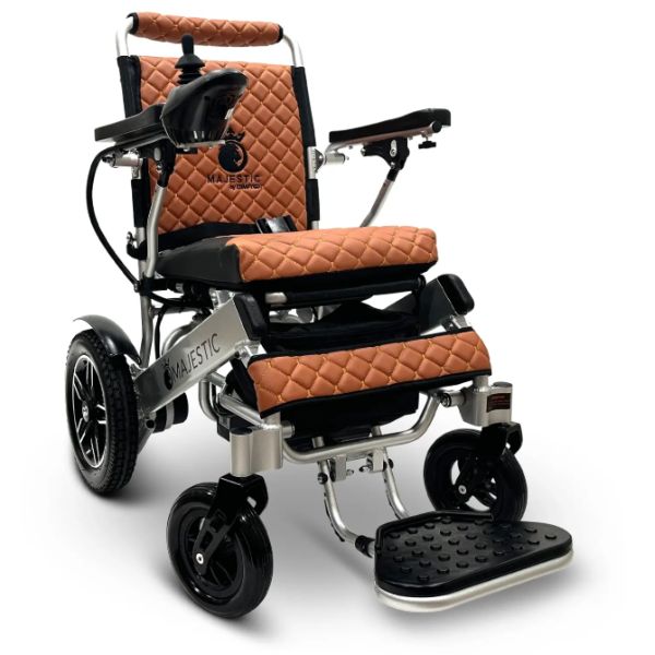 ComfyGo_IQ-8000_Remote_Controlled_Folding_Power_Wheelchair Silver Frame_with Taba Cushion