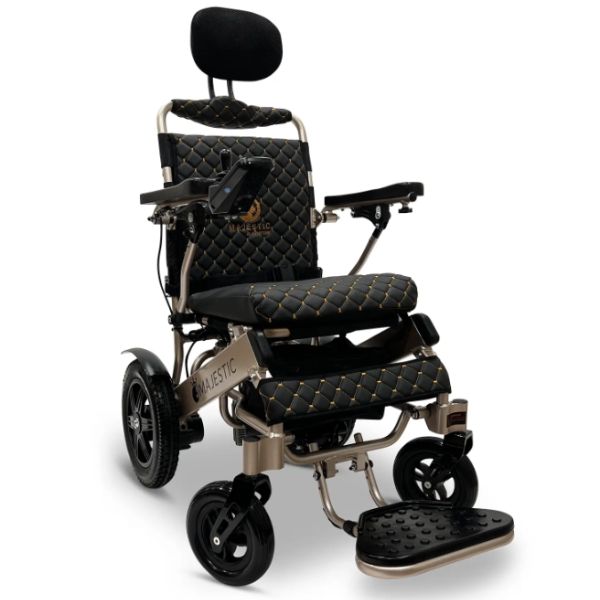ComfyGo IQ-9000 Remote Controlled Folding Power Wheelchair Bronze Frame With Black Cushion