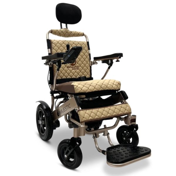 ComfyGo IQ-9000 Remote Controlled Folding Power Wheelchair Bronze Frame With Coffee Cushion