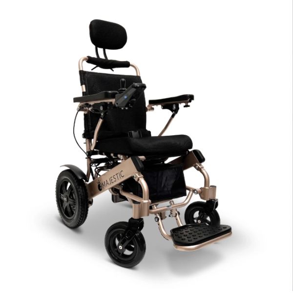 ComfyGo IQ-9000 Remote Controlled Folding Power Wheelchair Bronze Frame With Standard Cushion