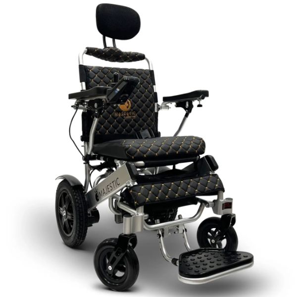 ComfyGo IQ-9000 Remote Controlled Folding Power Wheelchair Silver Frame With Black Cushion