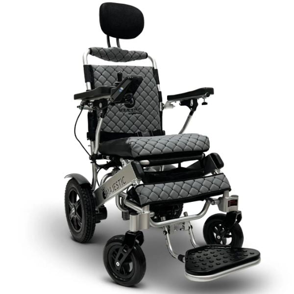 ComfyGo IQ-9000 Remote Controlled Folding Power Wheelchair Silver Frame With Gray Cushion