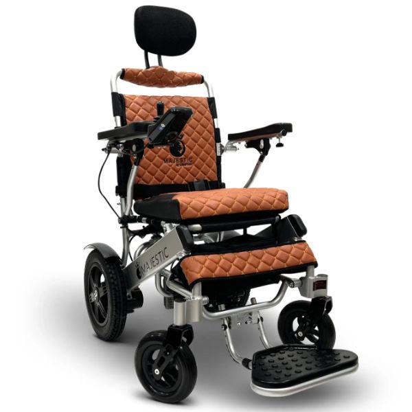 ComfyGo IQ-9000 Remote Controlled Folding Power Wheelchair Silver Frame With Taba Cushion