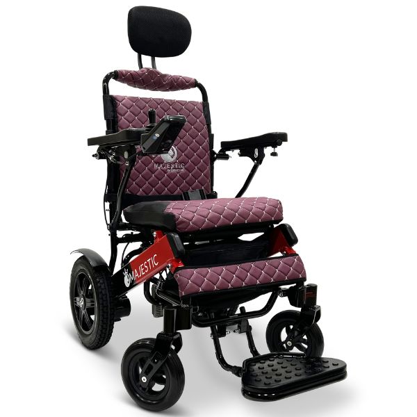 ComfyGo IQ-9000 Remote Controlled with Auto Recline  Black & Red Frame Purple Cushion 