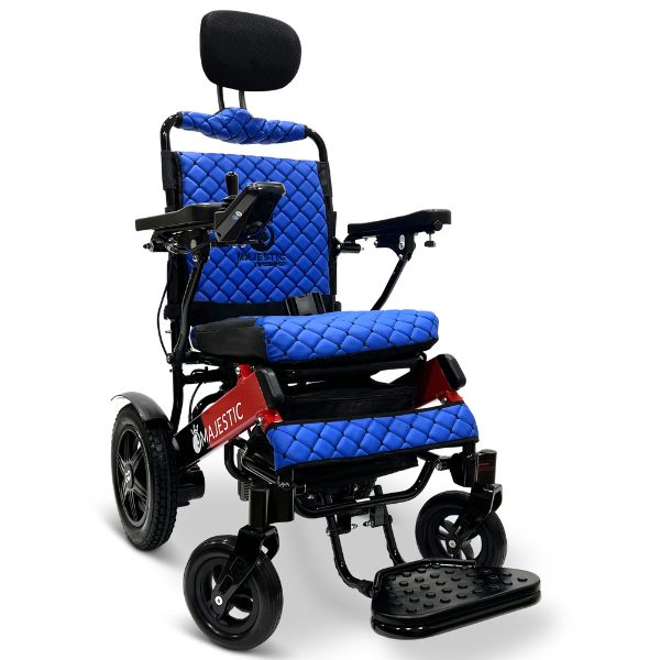 ComfyGo IQ-9000 Remote Controlled with Auto Recline  Black & Red Frame  and Blue Cushion 