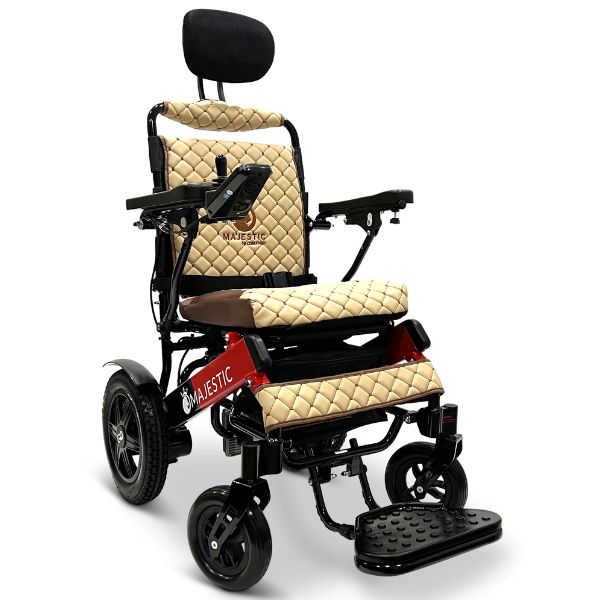 ComfyGo IQ-9000 Remote Controlled with Auto Recline  Black & Red Frame  and Coffee Cushion 