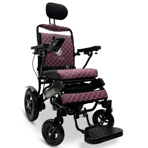 ComfyGo_IQ-9000_Remote_Controlled_with_Auto_Recline_Showing_Black_Frame_and_Purple_Cushion
