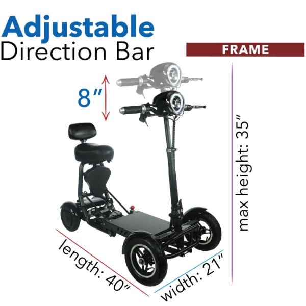 ComfyGo MS 3000 Foldable Mobility Scooter Adjustable Direction Bar