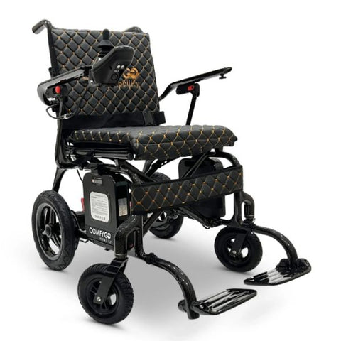 ComfyGo Phoenix Carbon Fiber Folding Electric Wheelchair Black Textile View