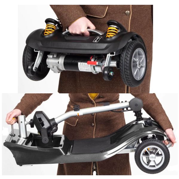 EV Rider Nomad 4-Wheel Mobility Scooter Motor Part and Frame Carried by a Woman