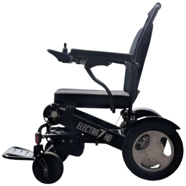 Electra 7 HD Wide Seat Bariatric Power Chair By Discover Your Mobility Shown in Black Frame Left Side View