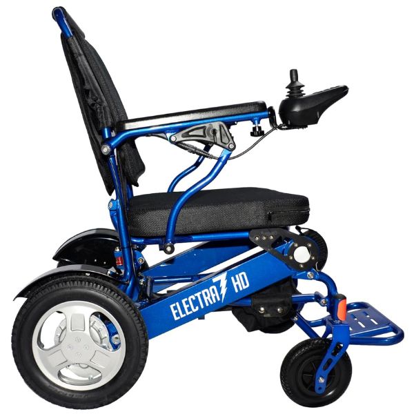 Electra 7 HD Wide Seat Bariatric Power Chair By Discover Your Mobility Shown in Blue Frame Right Side View