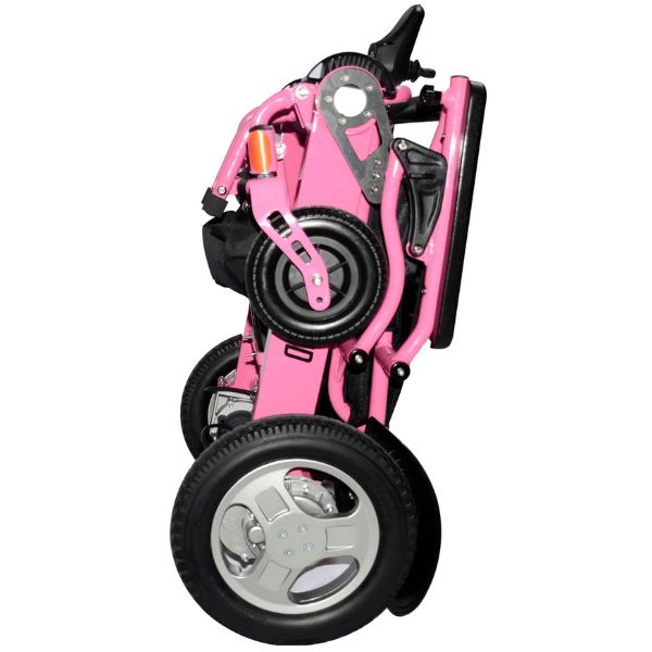 Electra 7 HD Wide Seat Bariatric Power Chair By Discover Your Mobility Shown in Pink Frame Folded View 