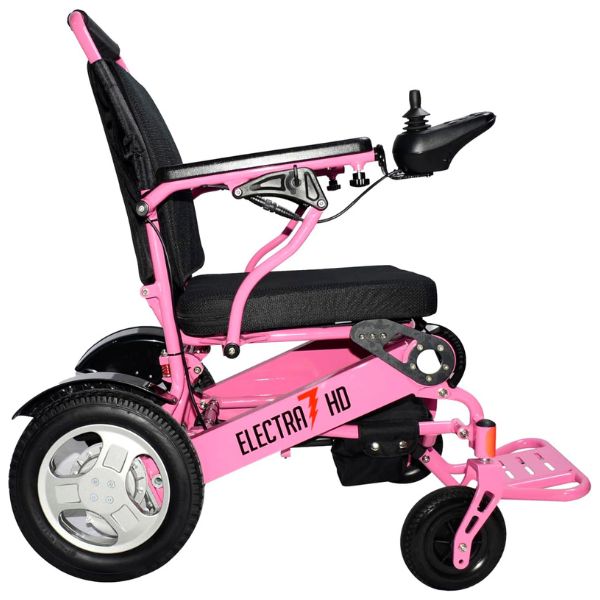 Electra 7 HD Wide Seat Bariatric Power Chair By Discover Your Mobility Shown in Pink Frame Right Side View