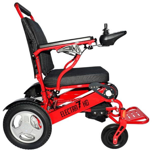 Electra 7 HD Wide Seat Bariatric Power Chair By Discover Your Mobility Shown in Red Frame Right Side View