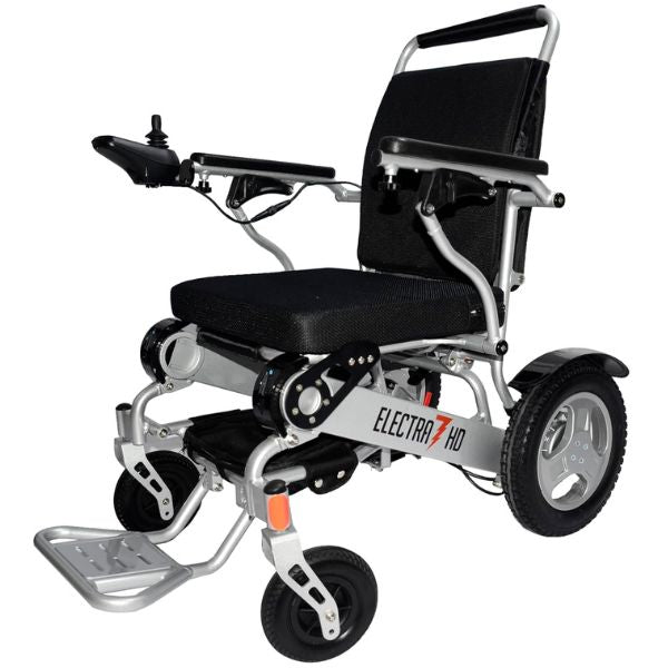 Electra 7 HD Wide Seat Bariatric Power Chair By Discover Your Mobility Shown in Silver Frame