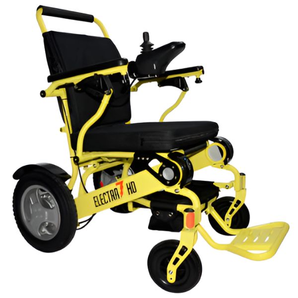 Electra 7 HD Wide Seat Bariatric Power Chair By Discover Your Mobility Shown in Yellow Frame 