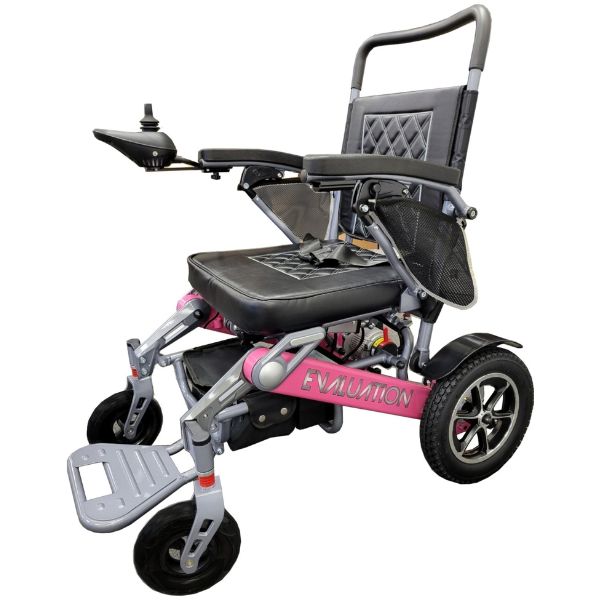 Evaluation Evolution Auto Folding Heavy Duty Power Wheelchair By Discover Your Mobility with Pink Frame