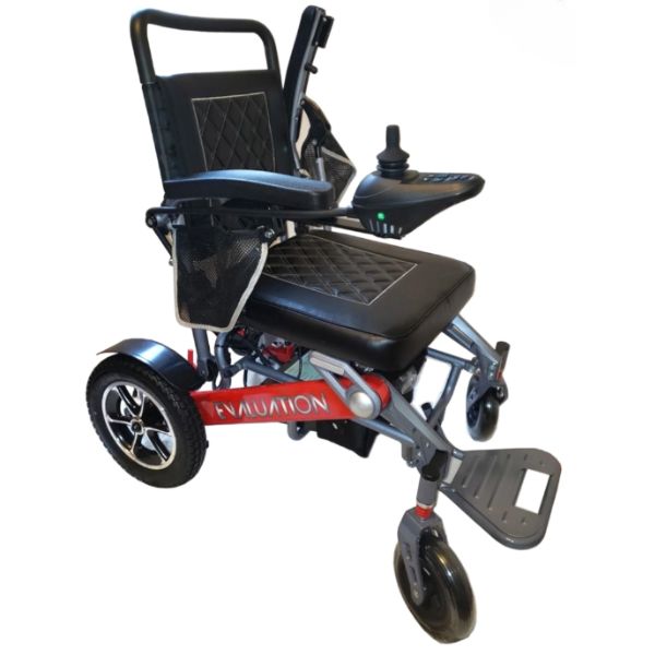 Evaluation Evolution Auto Folding Heavy Duty Power Wheelchair By Discover Your Mobility with Red Frame