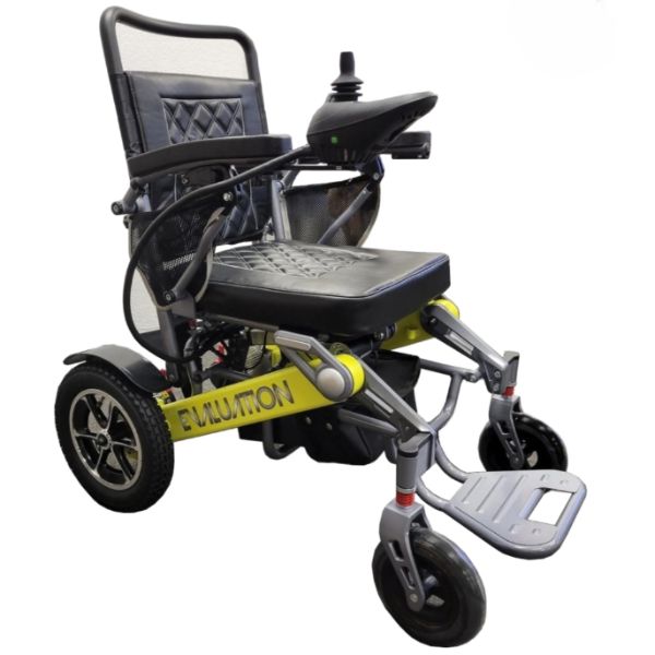 Evaluation Evolution Auto Folding Heavy Duty Power Wheelchair By Discover Your Mobility with Yellow Frame