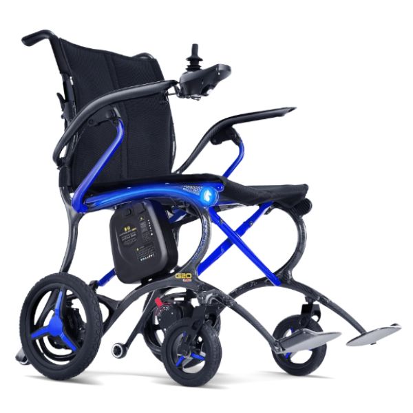 Forcemech Ultralite G20 PRO Carbon Fiber Folding Electric Wheelchair in Blue