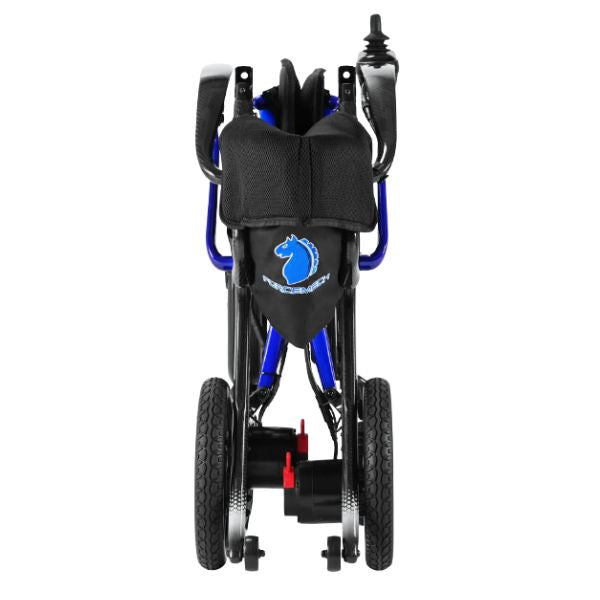 Forcemech Ultralite G20 PRO Carbon Fiber Folding Electric Wheelchair in Blue Folding Position