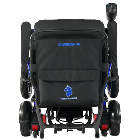 Forcemech Carbon F1 Folding Power Wheelchair in Blue Color Folded Back View