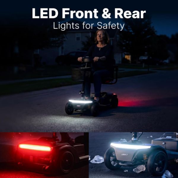 A Woman Riding on Forcemech Liberty to Highlight  LED Front & Rear Lights at Night