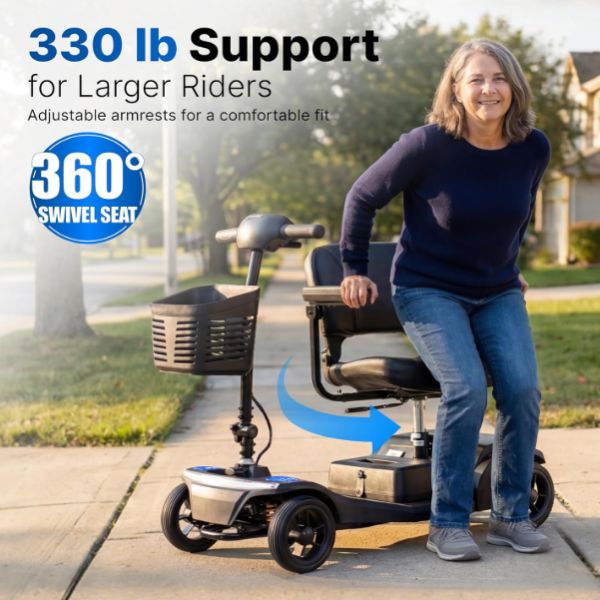A Woman Showing the Forcemech Liberty its Swivel Chair
