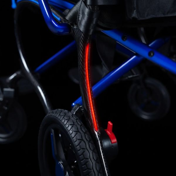 Forcemech Ultralite G20 PRO Carbon Fiber Folding Electric Wheelchair Showing the Brake Light