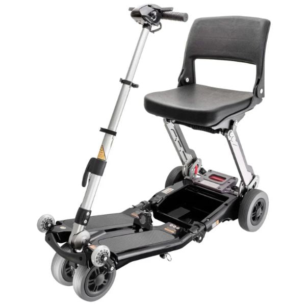 FreeRider Luggie Classic II Travel Scooter Metallic Gray Color Angled View