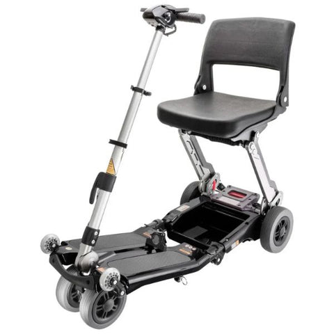 FreeRider Luggie Classic II Travel Scooter Metallic Gray Color Angled View