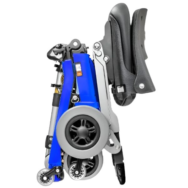 FreeRider Luggie Elite Travel Scooter Blue Color Left Side Folded  View