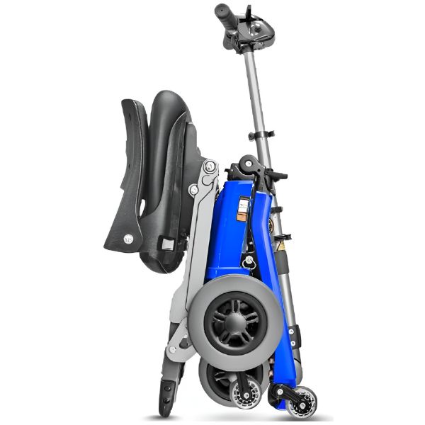 FreeRider Luggie Elite Travel Scooter Blue Color Right Side Folded View