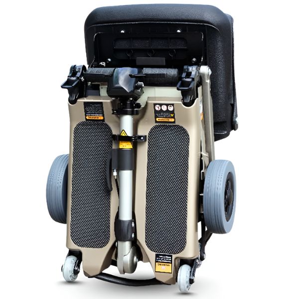 FreeRider Luggie Elite Travel Scooter Champagne Color Folded Front View