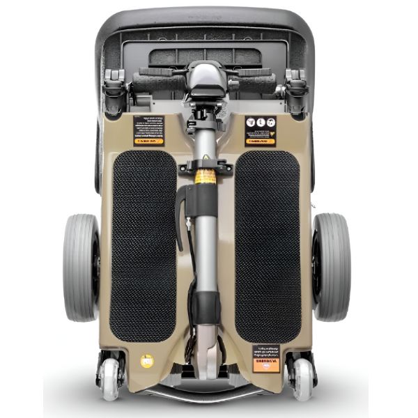 FreeRider Luggie Elite Travel Scooter Champagne Color Folded Front View