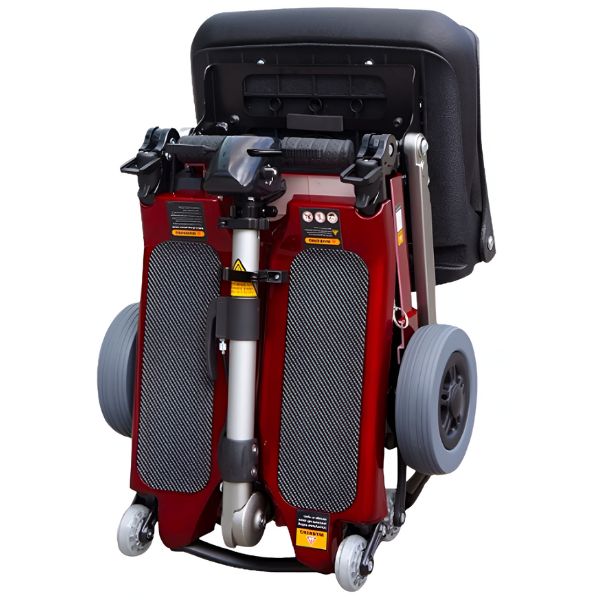 FreeRider Luggie Elite Travel Scooter Red Color Angled Folded  View