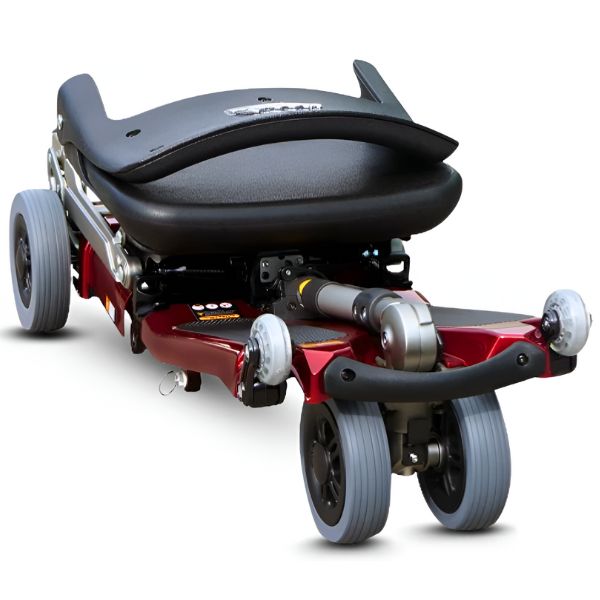 FreeRider Luggie Elite Travel Scooter Red Color Angled Folded  View