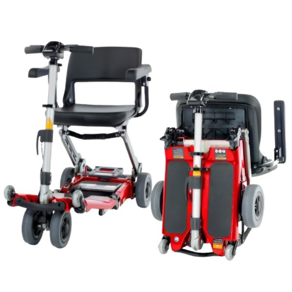 FreeRider Luggie Elite Travel Scooter Red Color With One Luggie Folded  View