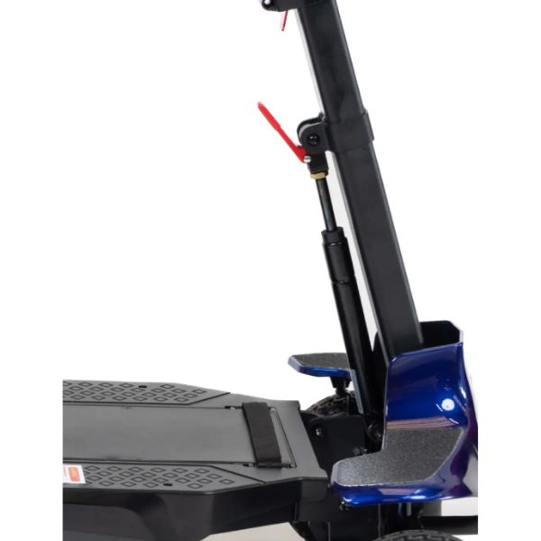 Showing the rear deck, support leg, and handlebar assembly against a white background.