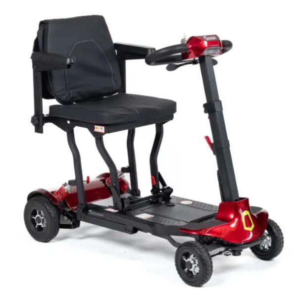 Genie Lightweight Folding Mobility Scooter shown from a three-quarter angle on a white background.