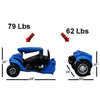 Image of Gladiator 4-Wheel Bariatric Mobility Scooter Caribbean  Blue Main Frame Disassembled in 2 Pieces with Dimensions and Weight Shown View